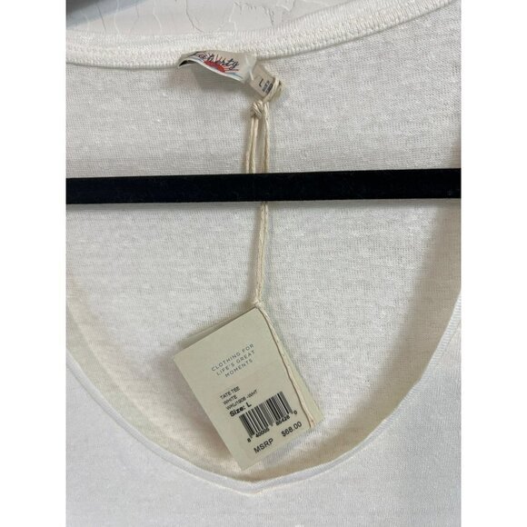 Faherty Women's Linen Tate Tee NWT Sz L Cream Color w Spandex - Picture 2 of 5